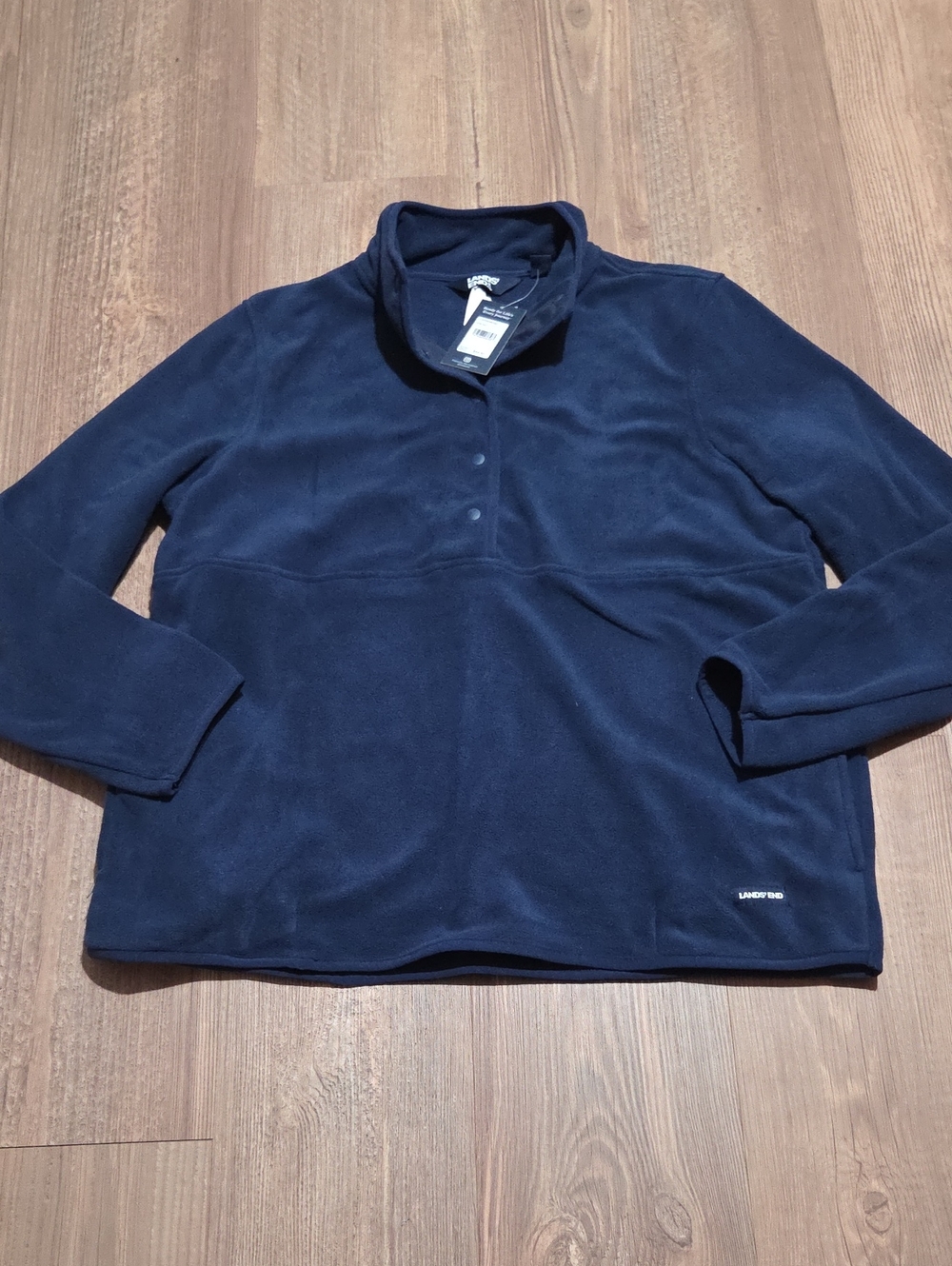 Lands' End Navy Fleece Pullover Sweater